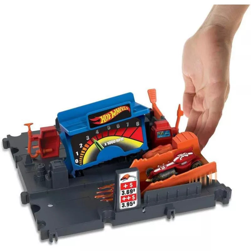 Hot Wheels City Fuel Station Shift Playset – Gas Station Track Set with Car Included thumbnail