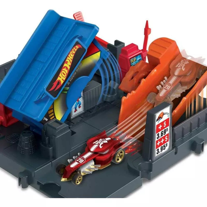 Hot Wheels City Fuel Station Shift Playset – Gas Station Track Set with Car Included thumbnail