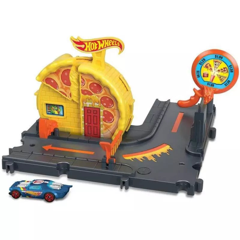 Hot Wheels City Speedy Pizza Pick-Up Playset HKX44 Track Set Car Included