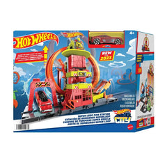 Hot Wheels City Super Loop Fire Station Playset & 1 Toy Firetruck. Perform stunts and race through an adjustable loop to protect Hot Wheels City with the Super Loop Fire Station playset! HKX41