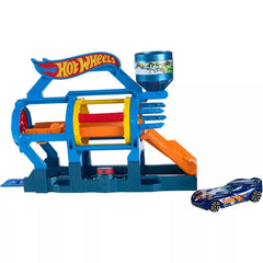 Hot Wheels City Turbo Jet Car Wash Track Builder Playset w Vehicle