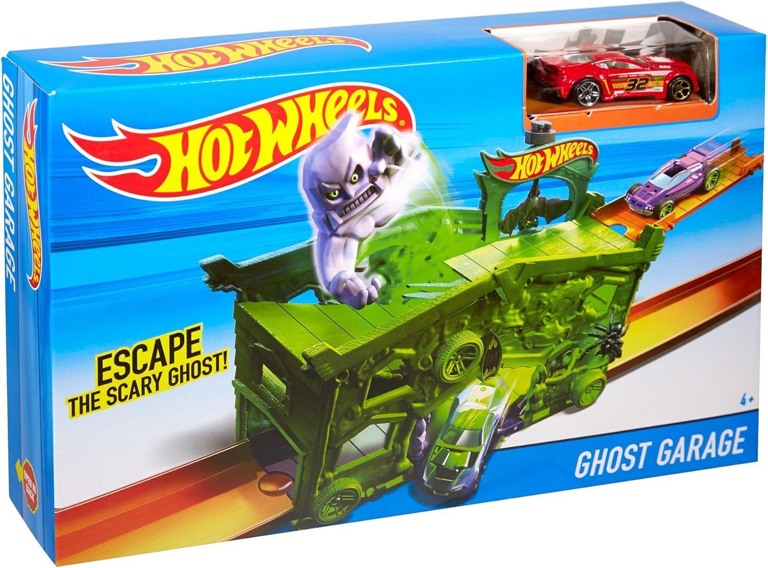 Hot Wheels Ghost Garage Playset with Car Launcher, Spooky Interactive Features & Colorful Track Action for Kids Ages 4 and Up