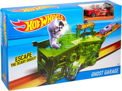 Hot Wheels Ghost Garage Playset with Car Launcher, Spooky Interactive Features & Colorful Track Action for Kids Ages 4 and Up