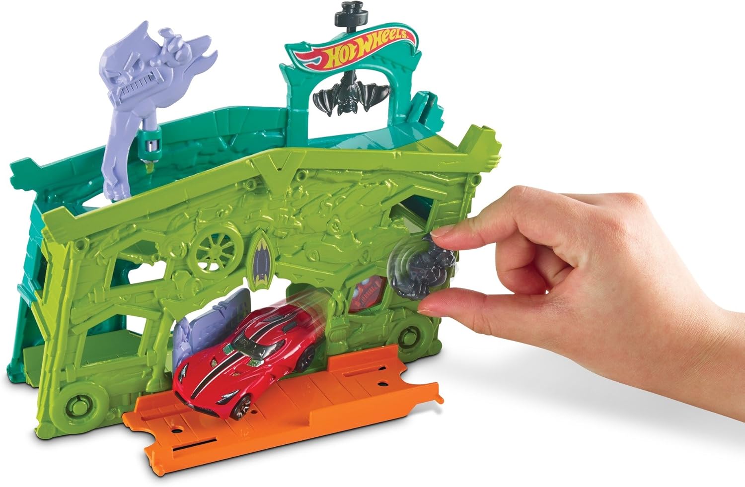 Hot Wheels Ghost Garage Playset with Car Launcher, Spooky Interactive Features & Colorful Track Action for Kids Ages 4 and Up thumbnail