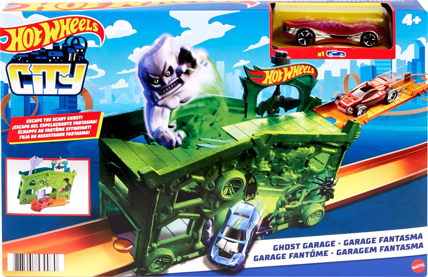 Hot Wheels Ghost Garage Playset with Car Launcher, Spooky Interactive Features & Colorful Track Action for Kids Ages 4 and Up thumbnail