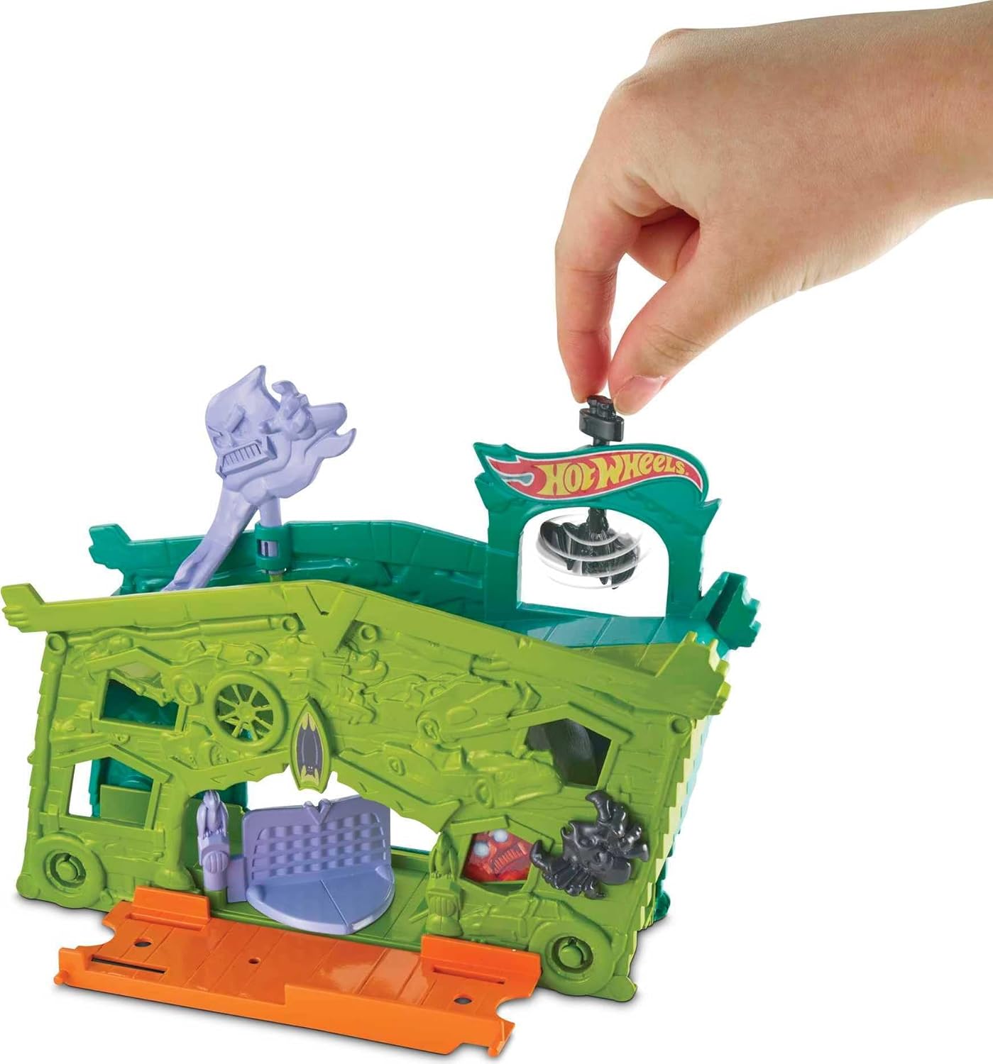 Hot Wheels Ghost Garage Playset with Car Launcher, Spooky Interactive Features & Colorful Track Action for Kids Ages 4 and Up thumbnail