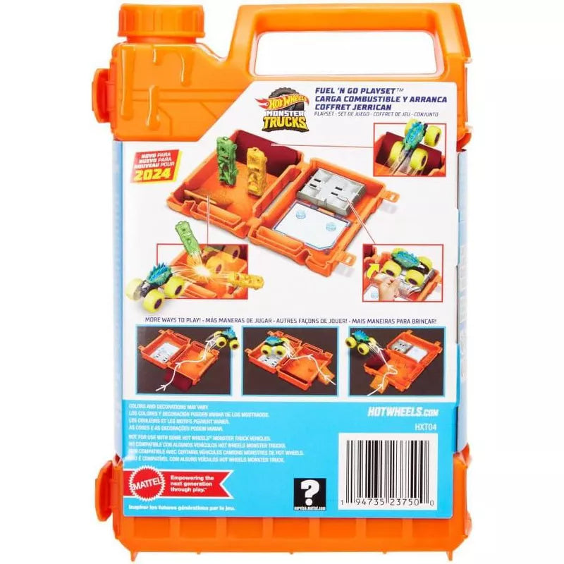 Hot Wheels Monster Trucks Fuel N’ Go Playset With 1:64 Scale Motosaurus Toy Truck & 2 Crushed Cars thumbnail