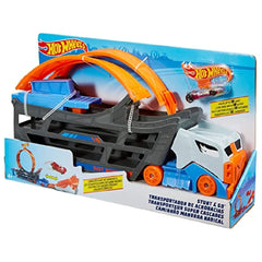 Hot Wheels Toy Car Track Set Stunt & Go Playset with 1 Toy Car GCK38