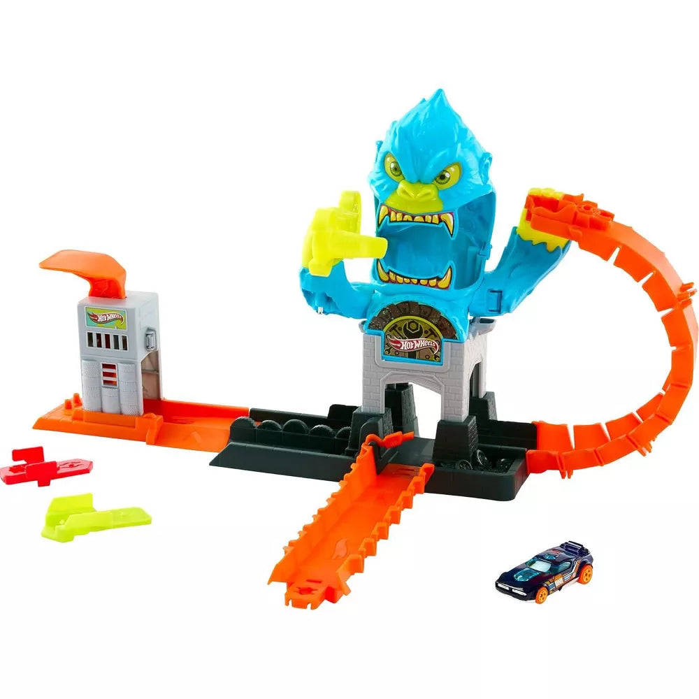 Hot Wheels City Gorilla Slam Attack Track Set with 1:64 Scale Vehicle