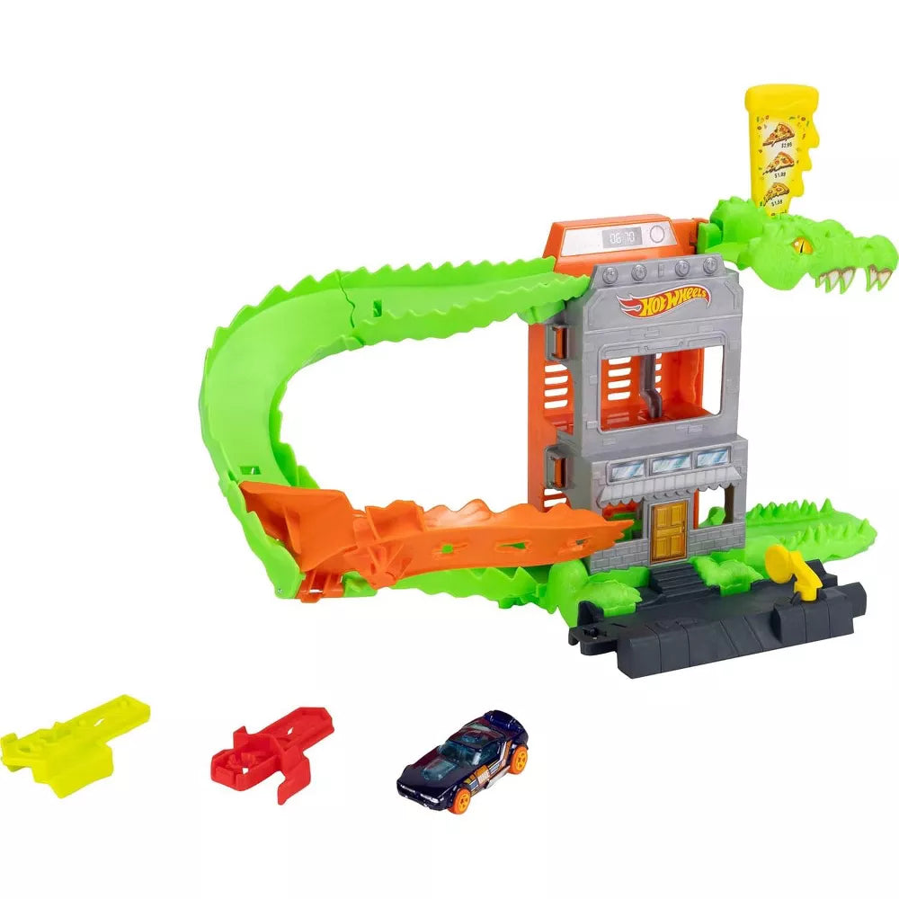 Hot Wheels Croc Pizza Attack Track Set with 1:64 Scale Vehicle thumbnail