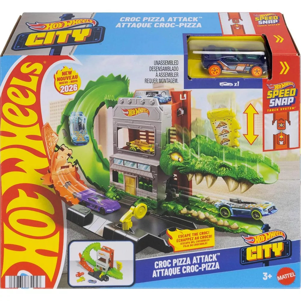 Hot Wheels Croc Pizza Attack Track Set with 1:64 Scale Vehicle thumbnail