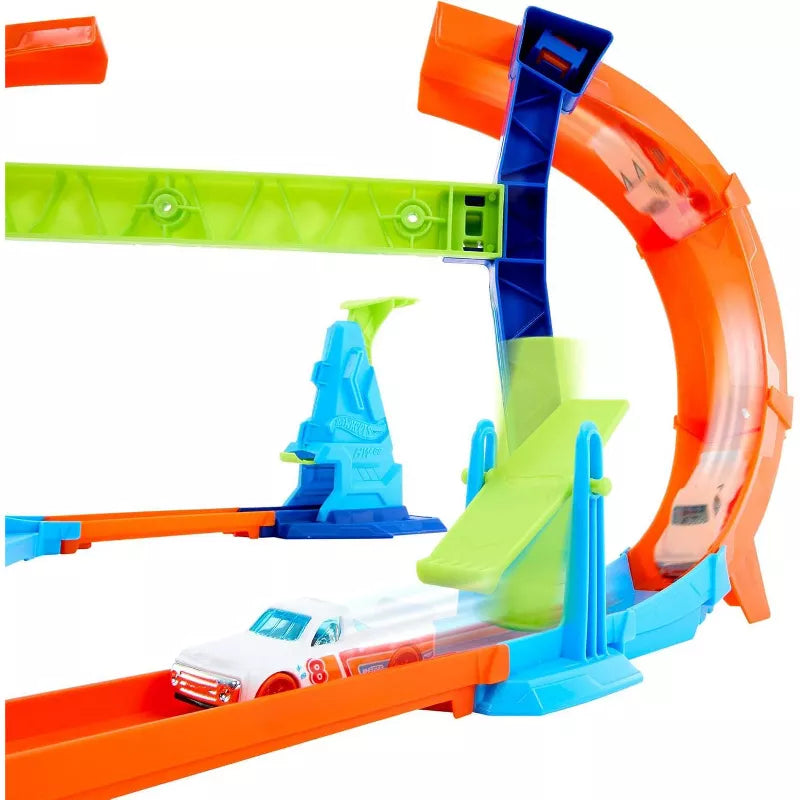 Hot Wheels Toy Car Track Set, Flip & Jump Through The Corkscrew Loop with 1:64 Scale Car thumbnail