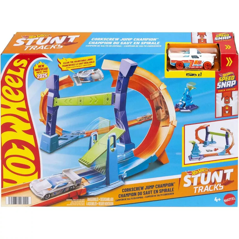 Hot Wheels Toy Car Track Set, Flip & Jump Through The Corkscrew Loop with 1:64 Scale Car thumbnail