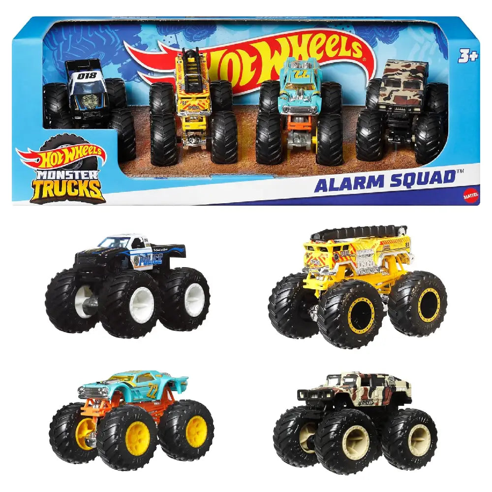 Hot Wheels Toy Monster Trucks Set of 4 Alarm Squad HWP43 thumbnail