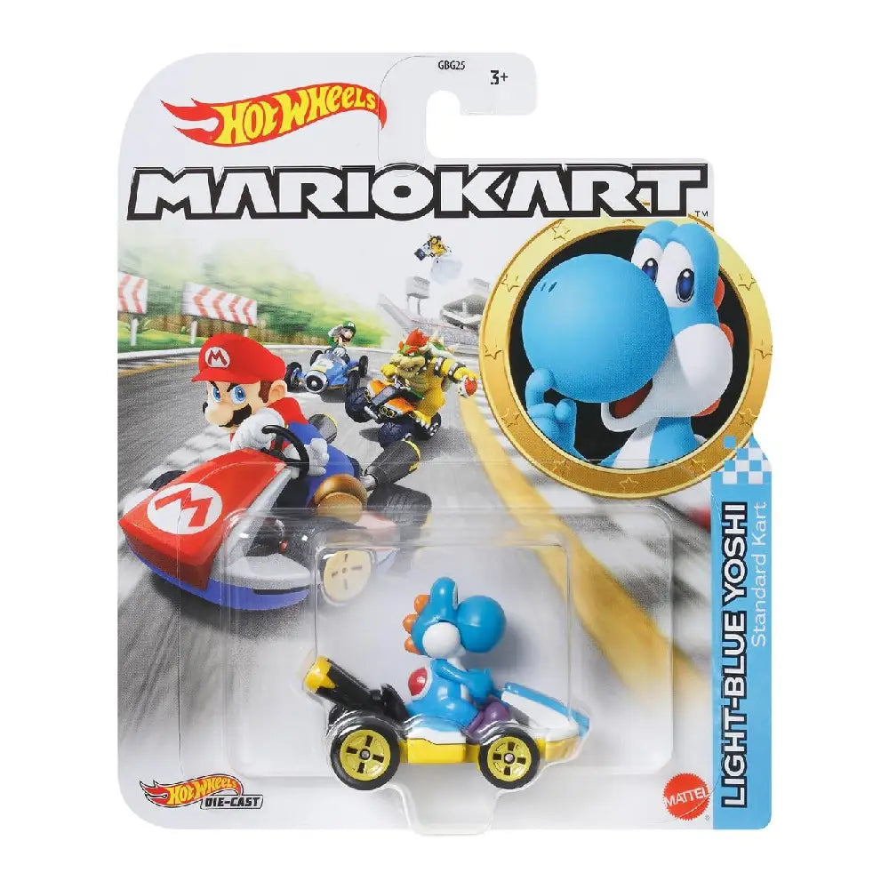 Hot wheels Mario Kart Light-Blue Yoshi  Standard Kart GBG35 thumbnail