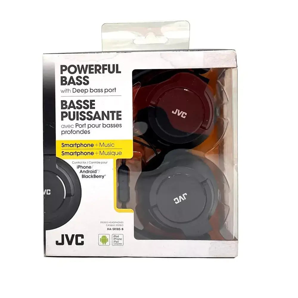 JVC Lightweight Flat Foldable Headphone with Mic, BLACK thumbnail