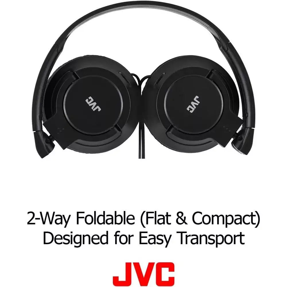 JVC Lightweight Flat Foldable Headphone with Mic, BLACK thumbnail