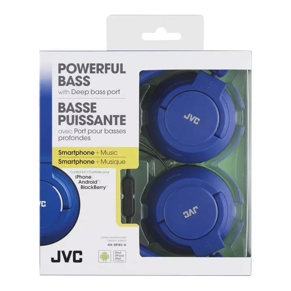 JVC Lightweight Flat Foldable Headphone with Mic, BLUE thumbnail
