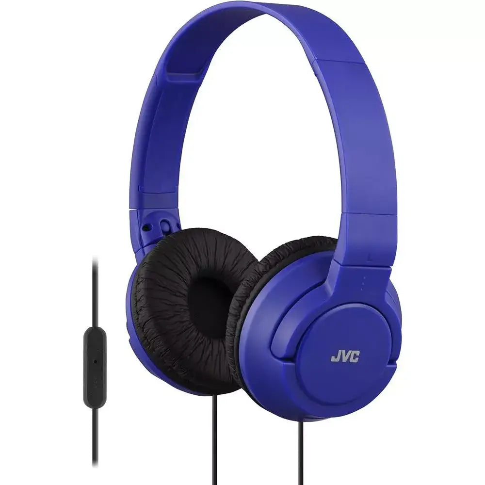 JVC Lightweight Flat Foldable Headphone with Mic, BLUE thumbnail