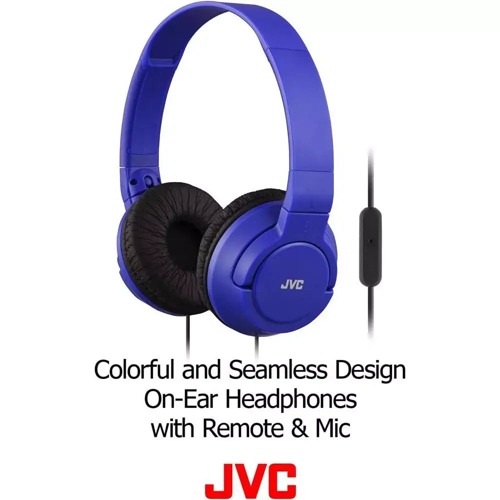 JVC Lightweight Flat Foldable Headphone with Mic, BLUE thumbnail