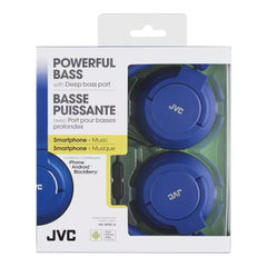 JVC Lightweight Flat Foldable Headphone with Mic, BLUE