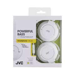 JVC Lightweight Flat Foldable Headphone with Mic, WHITE