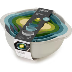 Joseph Joseph Duo Compact 6-Piece Food Prep Bowl Set, Nesting Mixing Bowls with Non-Slip Bases and Easy-Pour Design