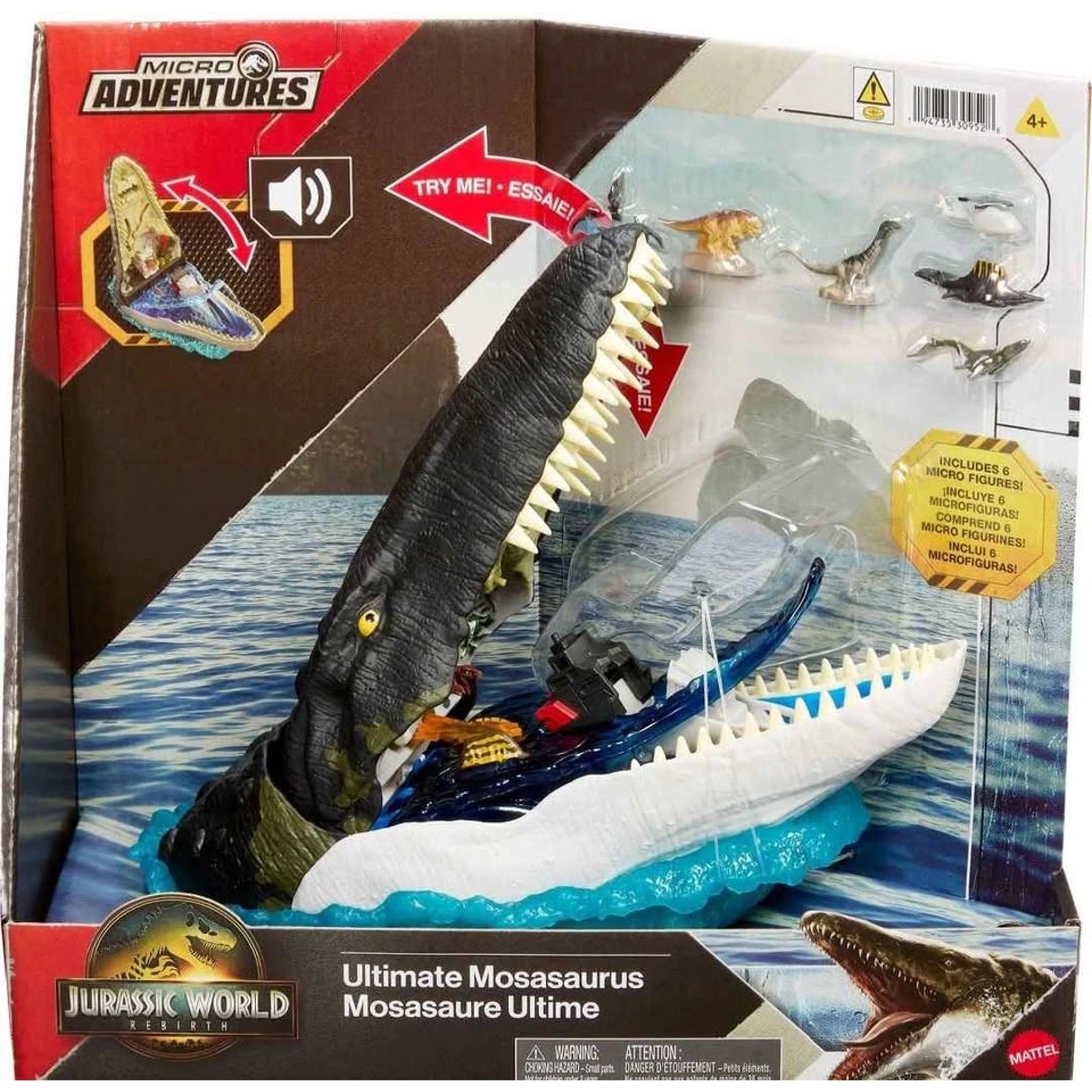 Jurassic World Rebirth Deluxe Mosasaurus Playset with Realistic Action Features, Large Mosasaurus Figure, Water Splash Effects, and Accessories for Adventure Play