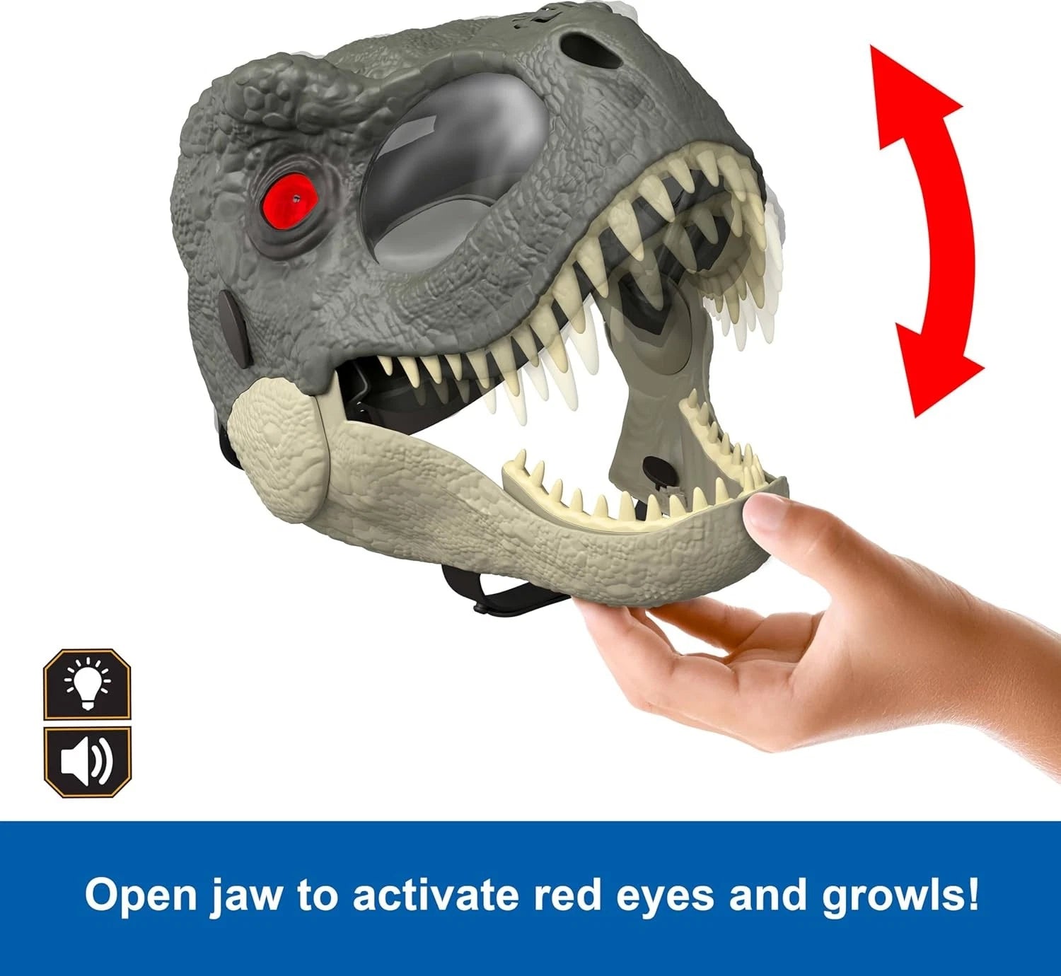 Jurassic World Rebirth T-Rex Rage N Roar Mask with Light Up Eyes, Realistic Dinosaur Costume Mask with Sound Effects for Kids thumbnail