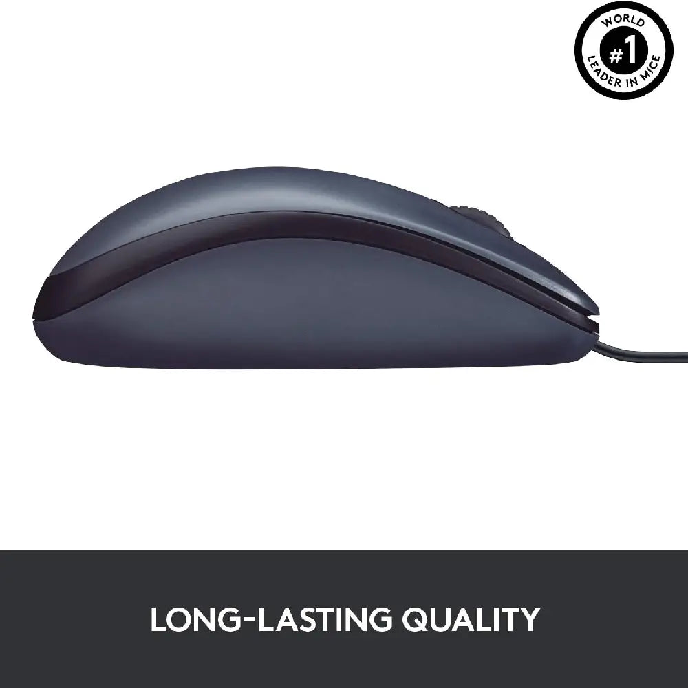 Logitech B100 Corded Mouse – Wired USB Mouse for Computers and Laptops Black NEW thumbnail