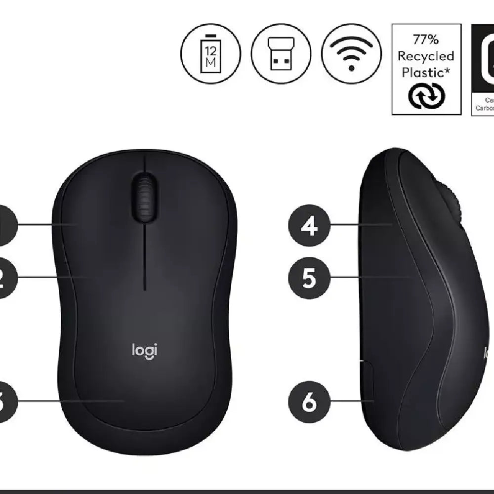 Logitech M185 Wireless Mouse BLACK thumbnail