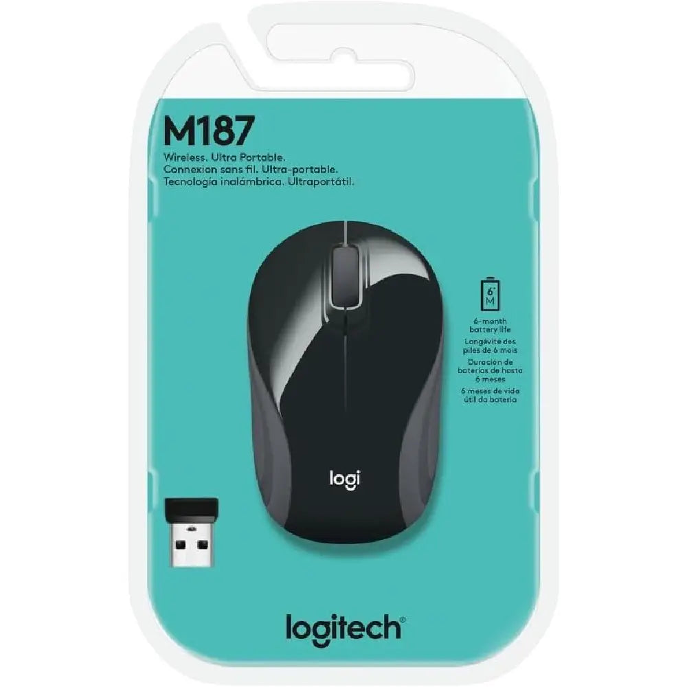 Logitech M187 Wireless Mini Mouse, Black thumbnail