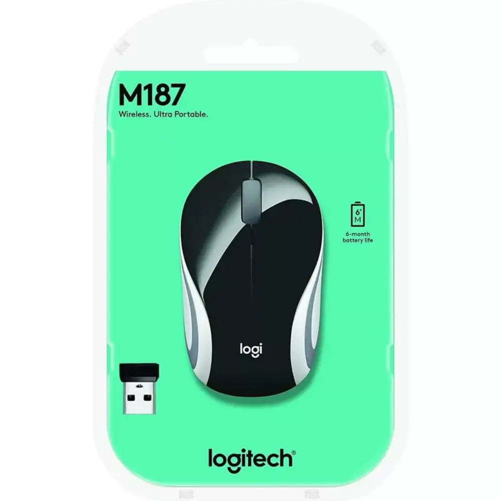 Logitech M187 mini Mouse Black-white thumbnail