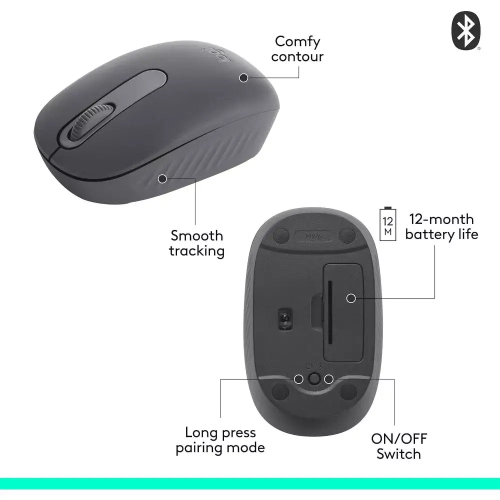 Logitech M196 Bluetooth Wireless Mouse - Graphite Black 910-007437 thumbnail