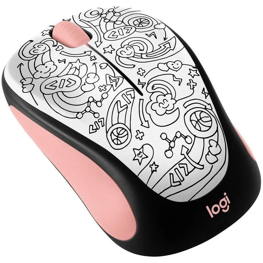 Logitech M317 Wireless Mouse - Pink Doodle Brainstorm Pink thumbnail