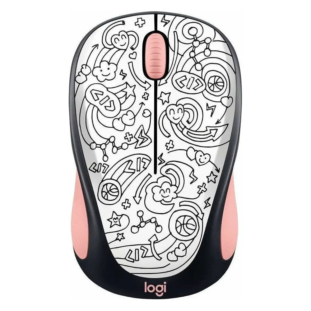 Logitech M317 Wireless Mouse - Pink Doodle Brainstorm Pink thumbnail