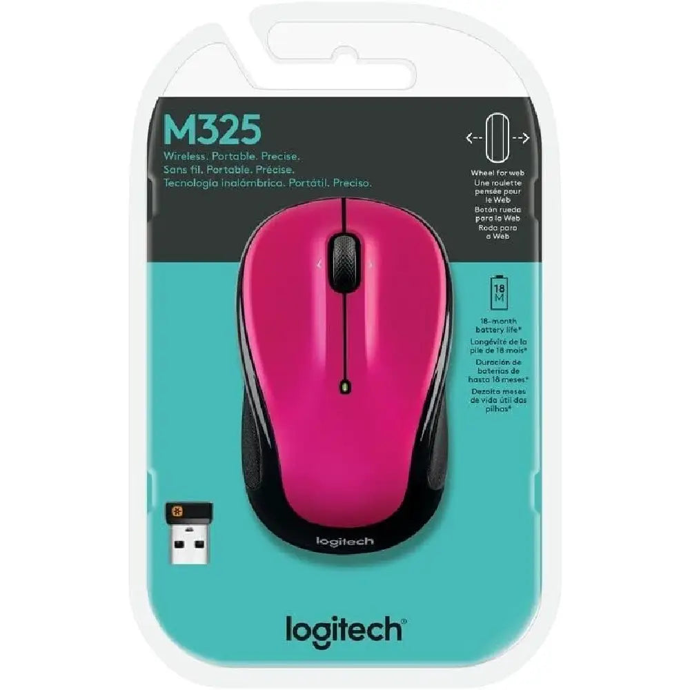 Logitech M325 Wireless Mouse Brilliant Rose 910-003121 thumbnail