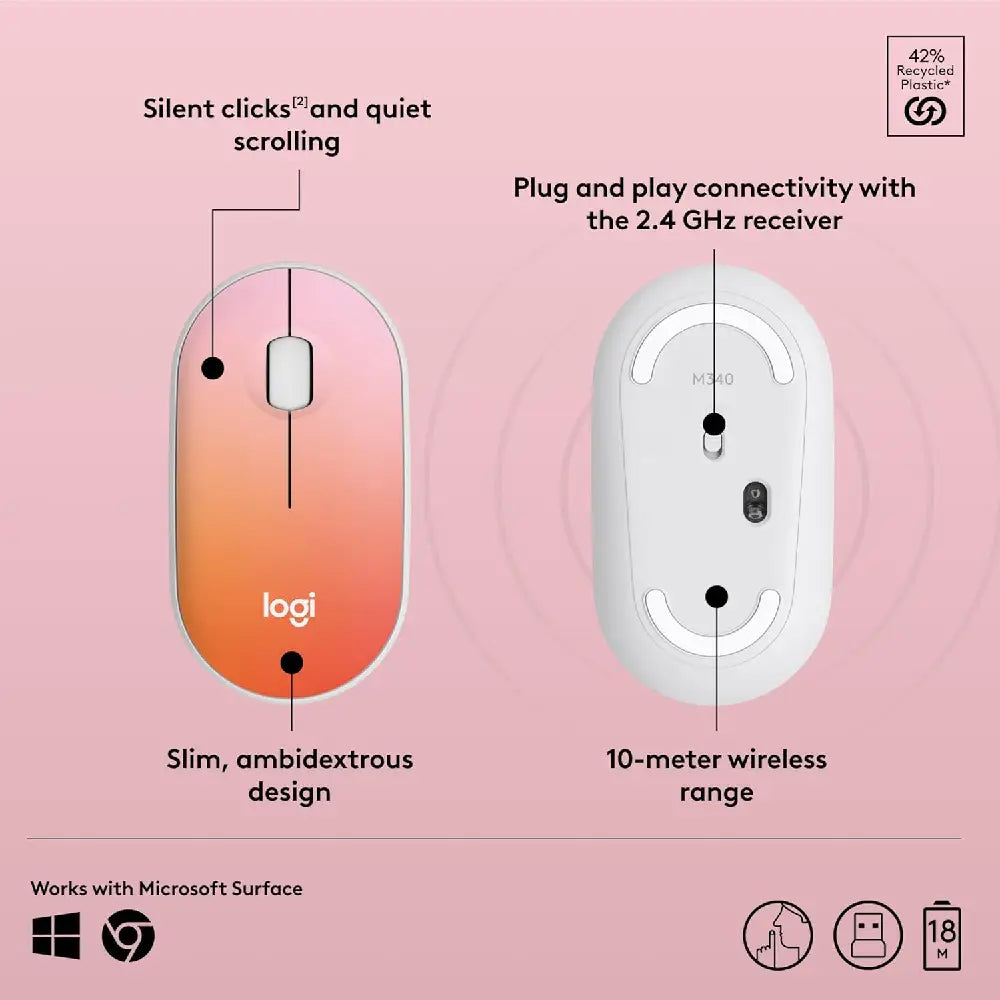 Logitech M340 Wireless Mouse Tropical Sunrise thumbnail