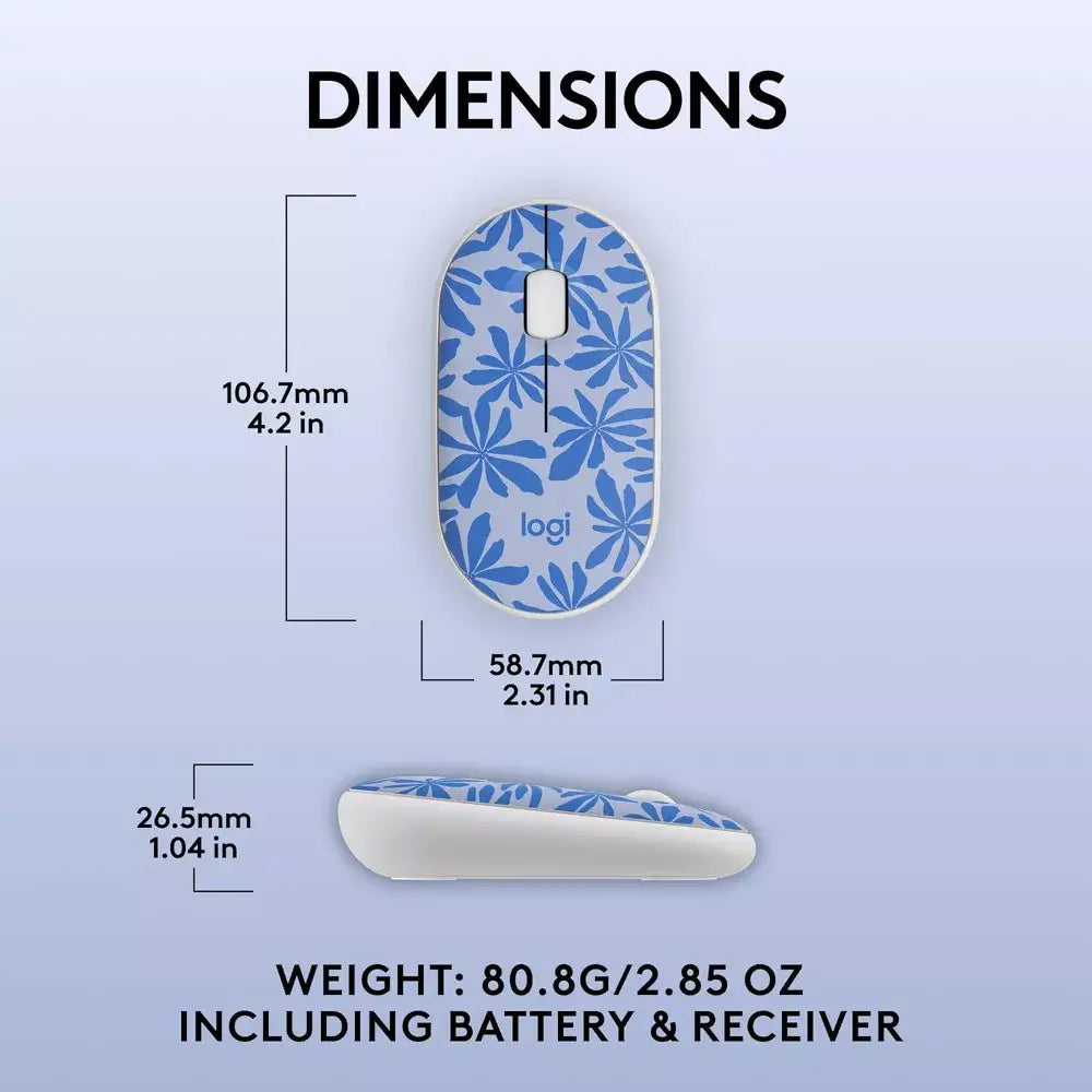 Logitech M340 Wireless Mouse – Blue Floral 910-007287 thumbnail