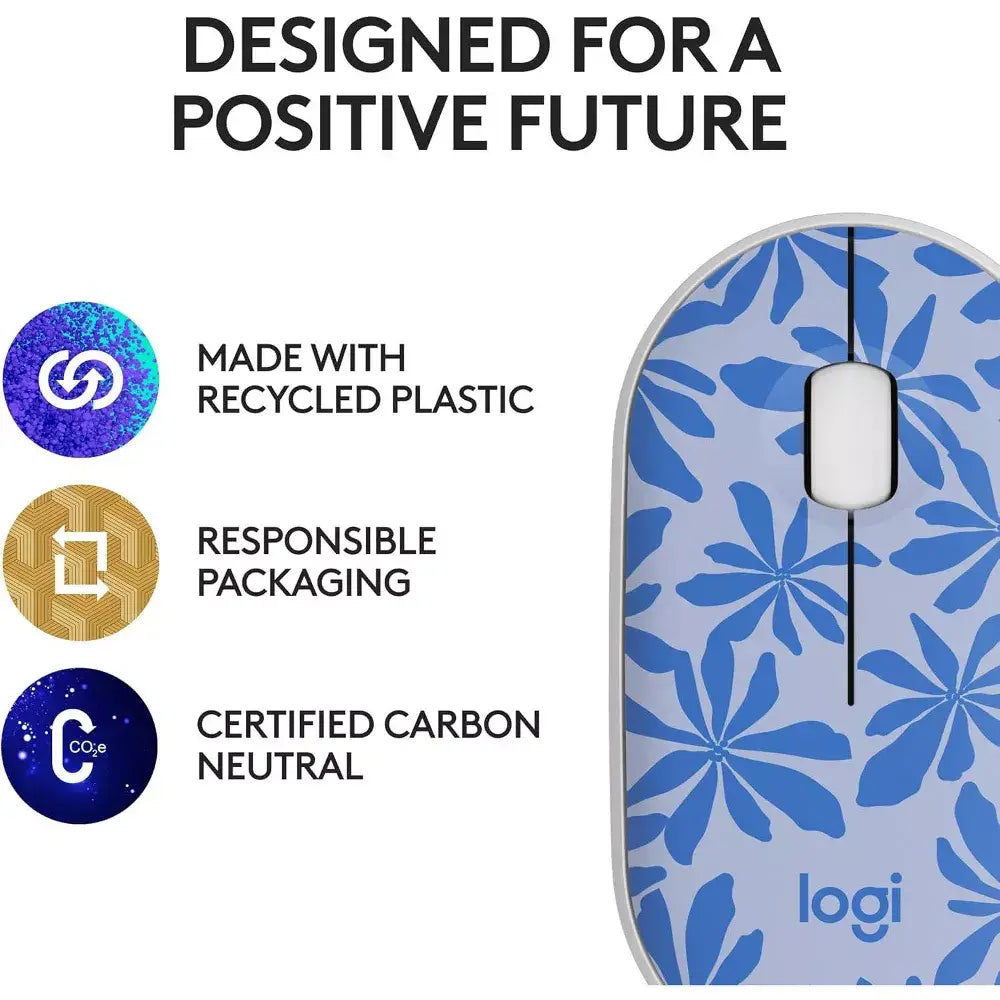 Logitech M340 Wireless Mouse – Blue Floral 910-007287 thumbnail