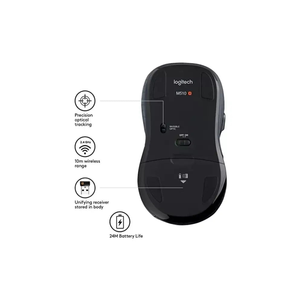 Logitech M510 Wireless Mouse Black-910-005486-BB thumbnail