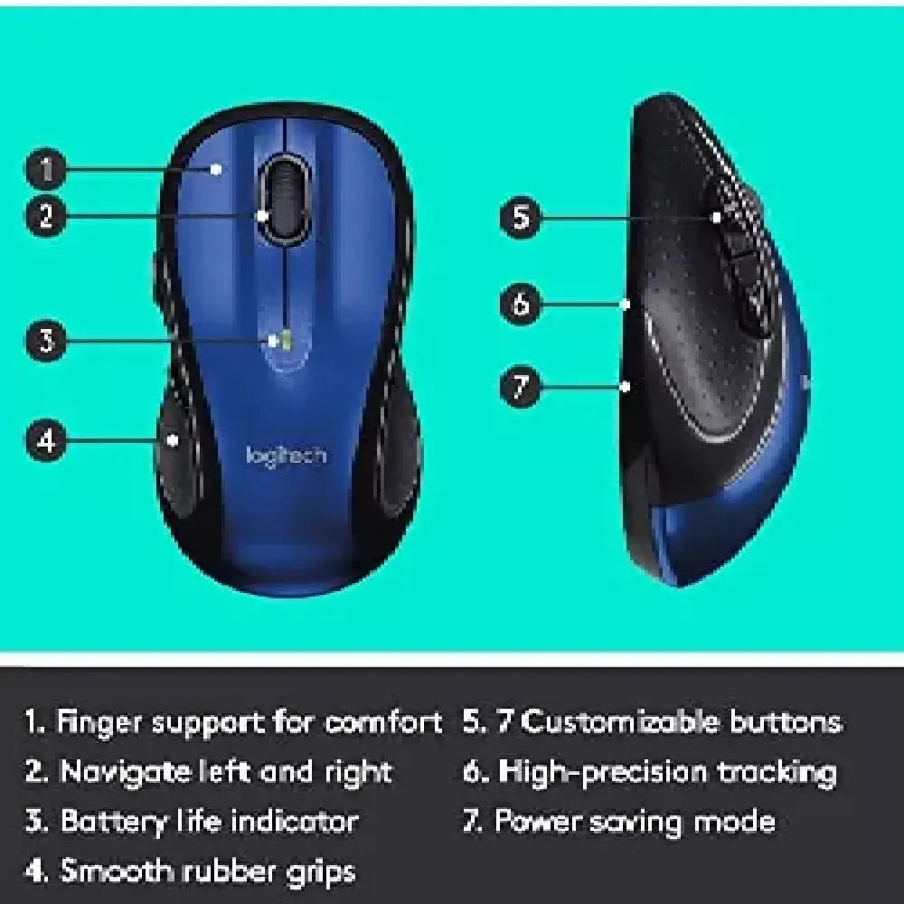 Logitech M510 Wireless Mouse Laser Mouse for PC/MAC w/Unifying Receiver -Blue thumbnail