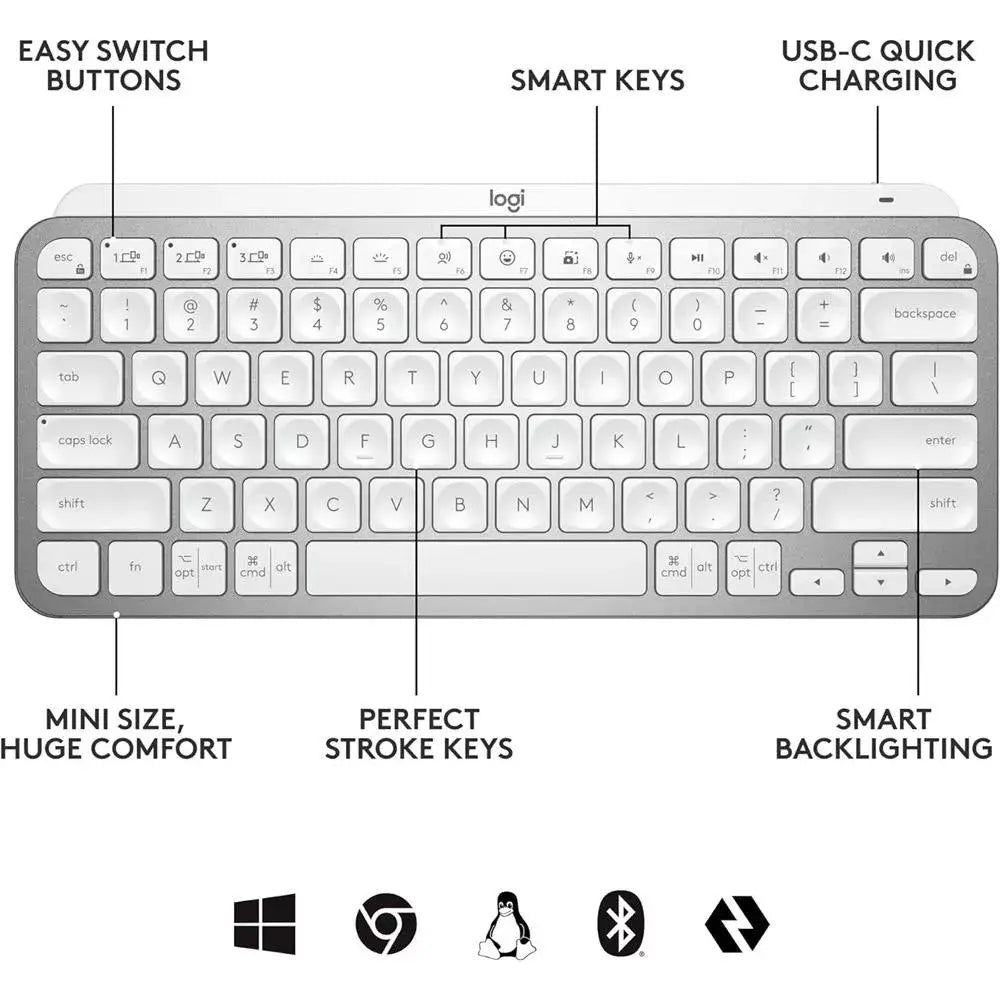 Logitech MX Keys Mini for Business Keyboard - Pale Gray 920-010595 thumbnail