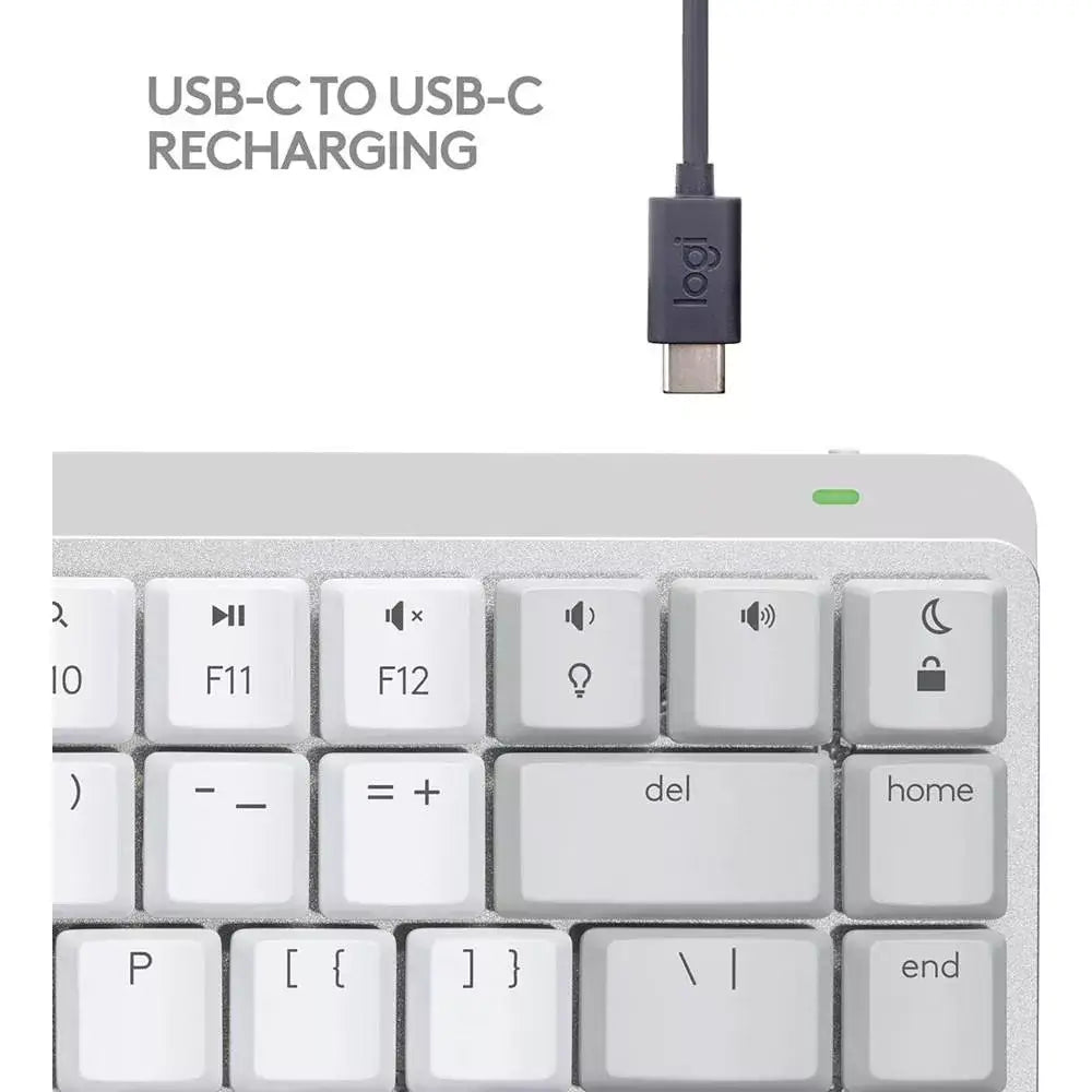 Logitech MX Mechanical Mini for Mac Wireless Illuminated Keyboard Pale Grey. Take advantage of advanced wireless connectivity that offers a clean, cable-free workspace and dependable performance—perfect for Mac users on the move or at home 920-010553 thumbnail
