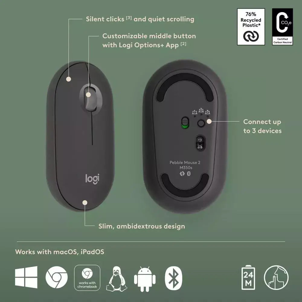 Logitech Slim Bluetooth Combo, Wireless Keyboard and Mouse 920-012525 thumbnail