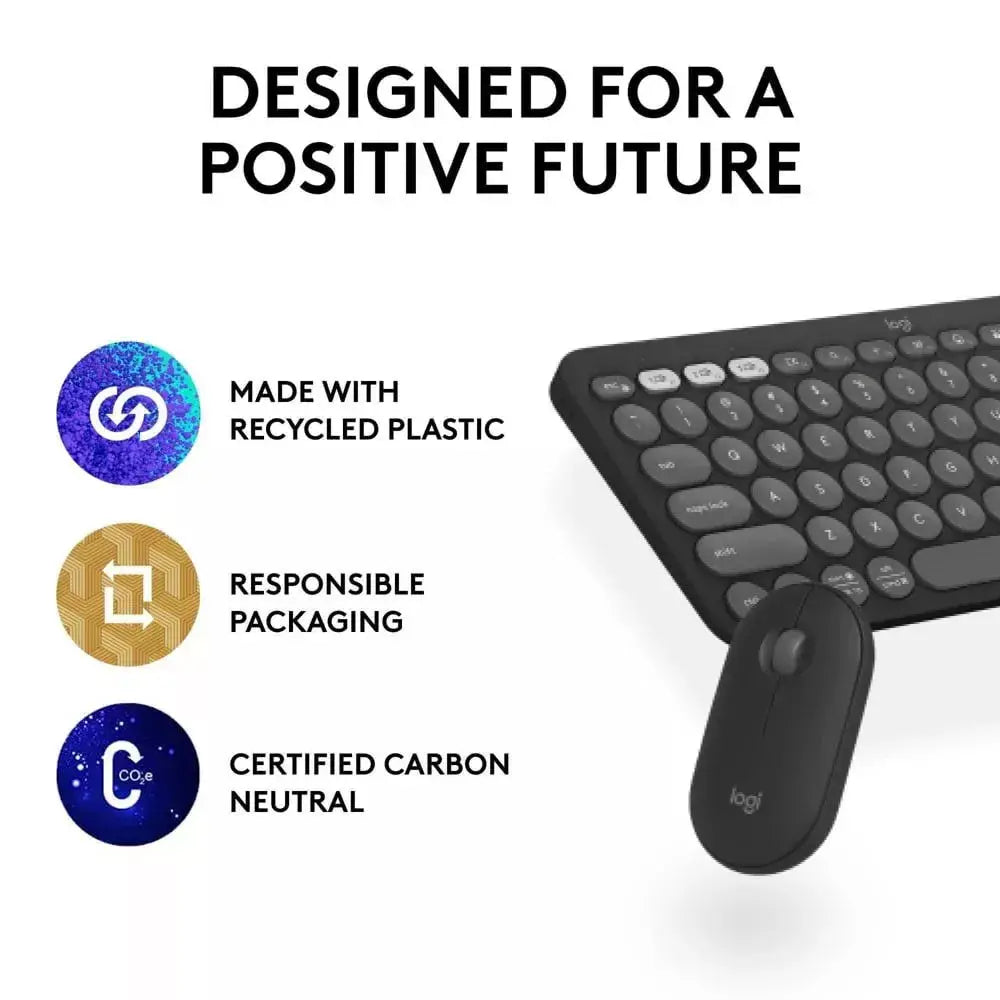 Logitech Slim Bluetooth Combo, Wireless Keyboard and Mouse 920-012525 thumbnail