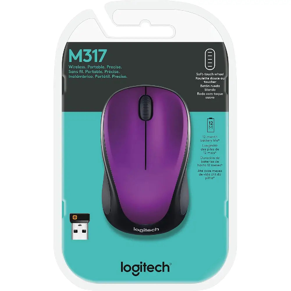 Logitech Wireless Mouse m317 , Vivid Violet thumbnail