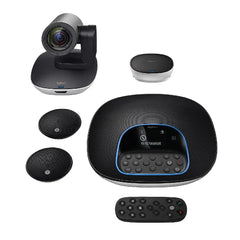 Logitech Group Video Conferencing Bundle with Expansion Mics for Big Meeting Rooms, Black and Silver