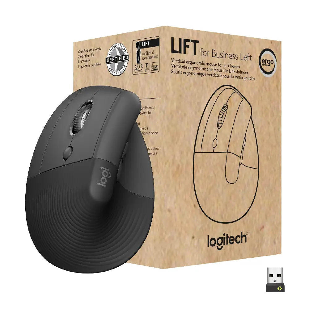 Logitech Lift Left, Vertical Ergonomic Mouse - Left-Handed 910-006492 thumbnail