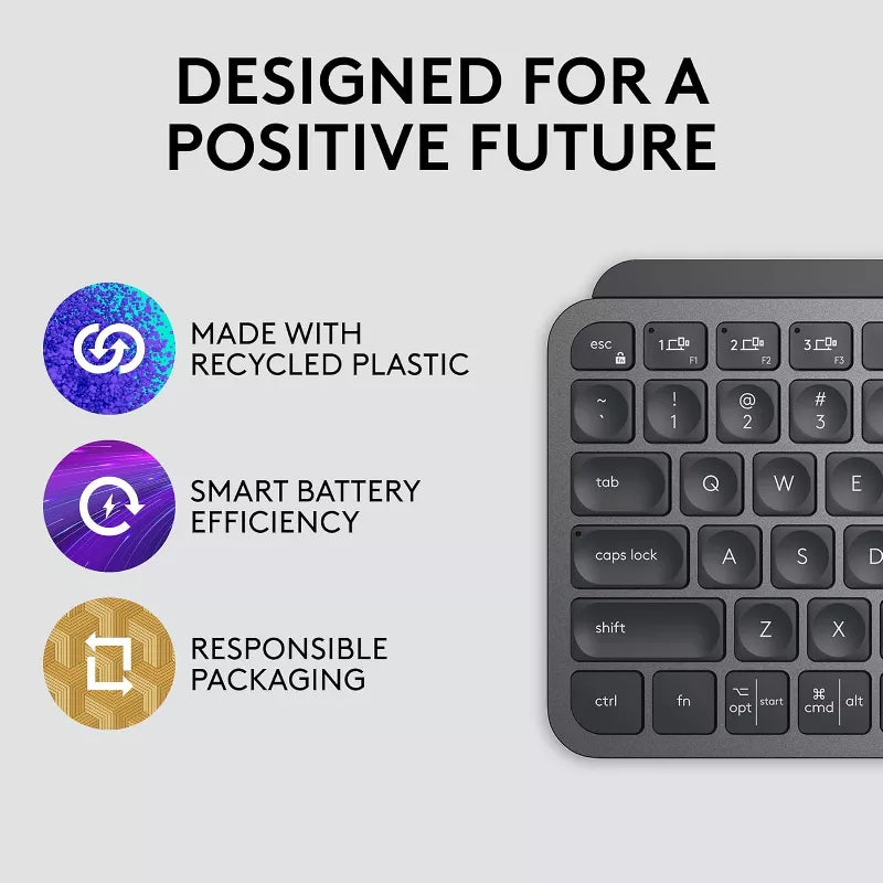 Logitech MX Keys Mini Minimalist Wireless Illuminated Keyboard, Compact, Bluetooth, Backlit, USB-C, - Graphite thumbnail